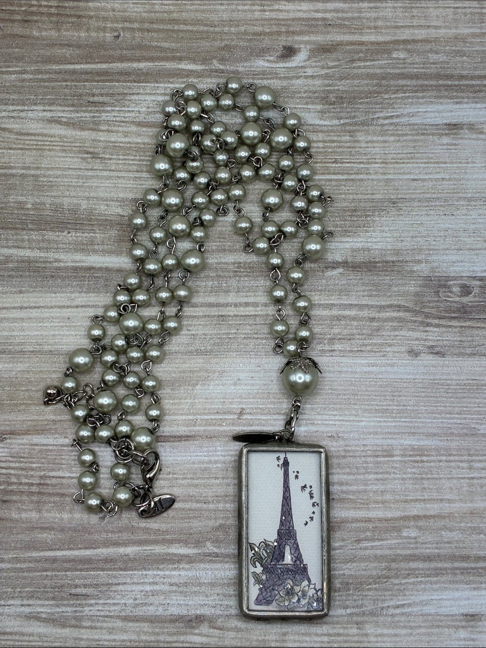 Jewel Kade Beaded Pendant Necklace with Eiffel Tower